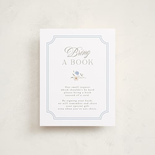 This is a powder baby shower insert cards with standard by Erin L. Wilson called newport summer printing on signature in standard
