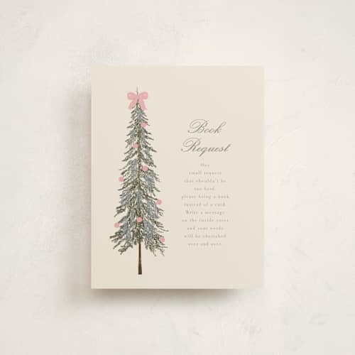 This is a peony baby shower insert cards with standard by Baumbirdy called holiday bow printing on signature in standard