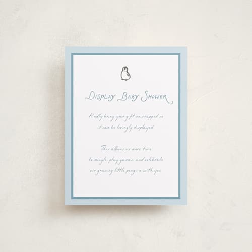 This is a sky baby shower insert cards with standard by Lucrecia Caporale called arctic family printing on signature in standard