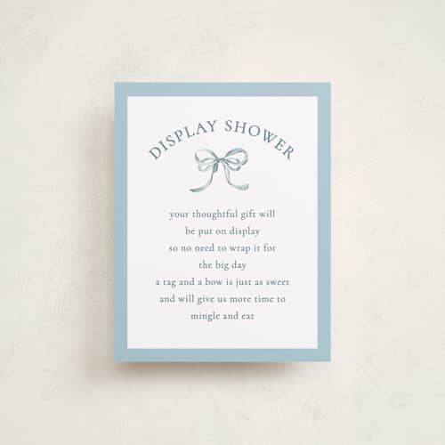 This is a sky baby shower insert cards with standard by Sarah Knight called pram printing on signature in standard