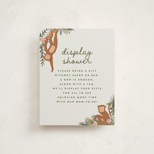 This is a moss baby shower insert cards with standard by Joanna Griffin called jungle animals printing on signature in standard
