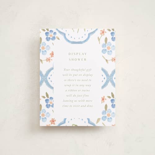 This is a icing baby shower insert cards with standard by samovilka called bluefloralbaby printing on signature in standard