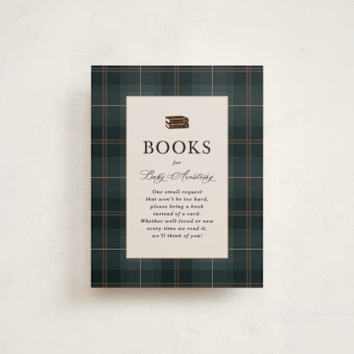 This is a juniper baby shower insert cards with standard by Kate Ahn called wesley printing on signature in standard