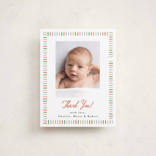 This is a rainbow baby thank you cards with standard by Maria Alou called coloring book printing on signature in standard