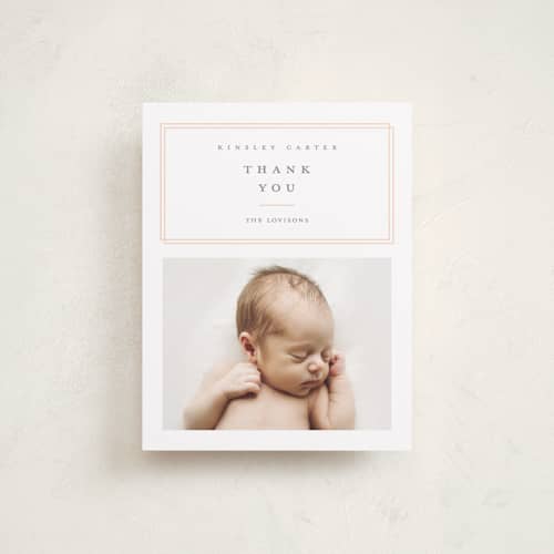 This is a melon baby thank you cards with standard by Stacey Meacham called name plate printing on signature in standard