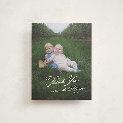 This is a snow baby thank you cards with standard by AK Graphics called penman printing on signature in standard