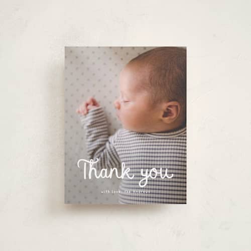 This is a cotton baby thank you cards with standard by Adelyn T. called morning coffee printing on signature in standard