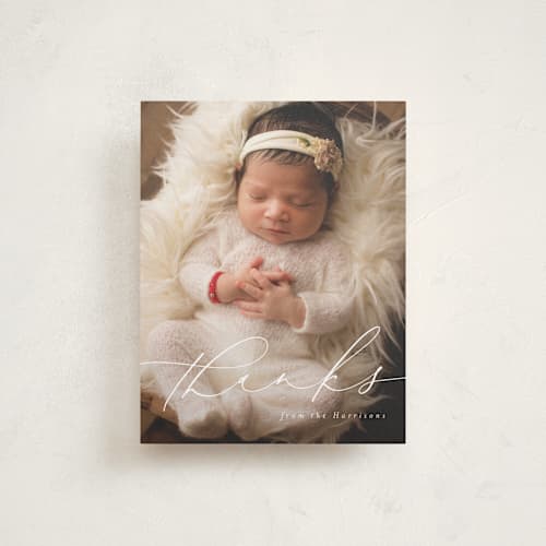 This is a shell baby thank you cards with standard by Lea Delaveris called just lovely printing on signature in standard