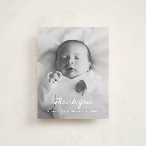 This is a milk baby thank you cards with standard by chocomocacino called cassatina printing on signature in standard