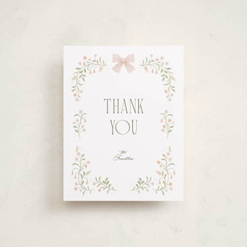 This is a blush baby thank you cards with standard by Paper Raven Co. called sweet adelaide printing on signature in standard