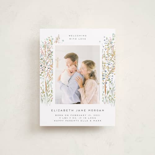 This is a tangerine birth announcements with standard by Petra Kern called life is everywhere printing on signature80 in booklette