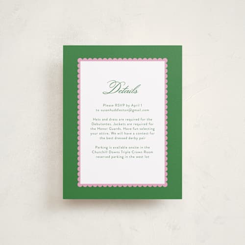 This is a bubblegum reception cards with standard by Ashlee Townsend called derby party printing on signature in standard
