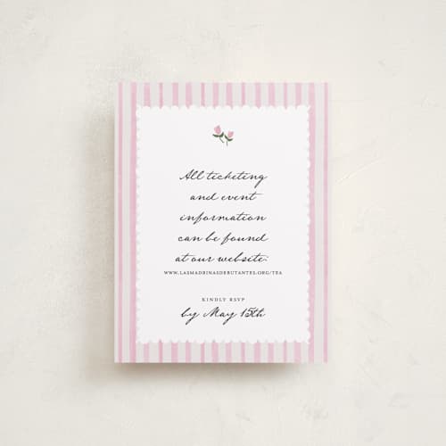 This is a blue raspberry reception cards with standard by Kamala Nahas called tea time printing on signature in standard