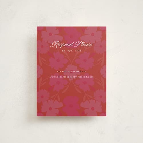 This is a flamingo reception cards with standard by Morgan Kendall called baroque printing on signature in standard