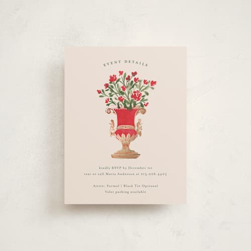 This is a ruby foil stamped wedding invitations with foil pressed by Claudia Orengo called regency vase printing on signature in standard