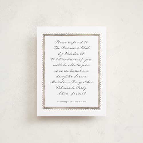 This is a monument foil stamped wedding invitations with foil pressed by Leia Matt called prelude printing on signature in standard