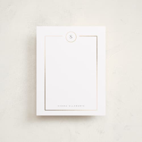 This is a diamond foil stamped stationery with foil pressed by chocomocacino called stretto printing on signature in 4.25x5.5