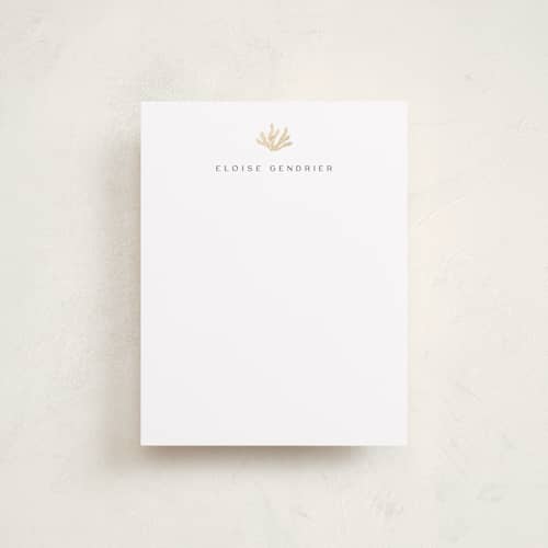 This is a ivory foil stamped stationery with foil pressed by Pippa Shaw called coral printing on signature in 4.25x5.5