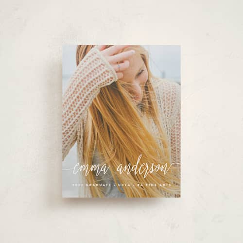 This is a cloud graduation announcements with standard by Phrosné Barwood called my name is printing on signature80 in booklette