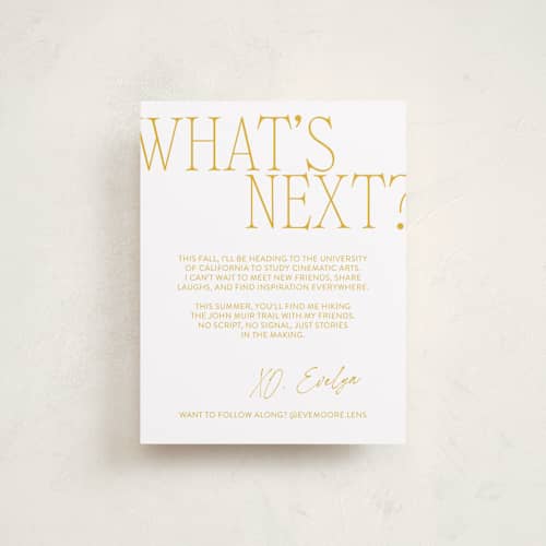 This is a golden hour graduation insert cards with standard by Leia Matt called edge play printing on signature in standard