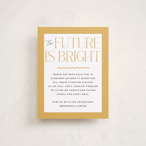 This is a sunshine graduation insert cards with standard by Robert and Stella called in vogue printing on signature in standard