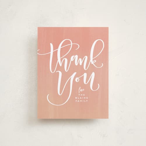 This is a melon wedding thank you cards with standard by Leah Bisch called sherbet printing on signature in standard