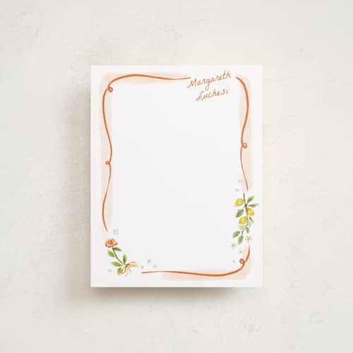 This is a flame personalized stationery thank you cards with standard by Pati Cascino called giardino printing on signature in 4.25x5.5