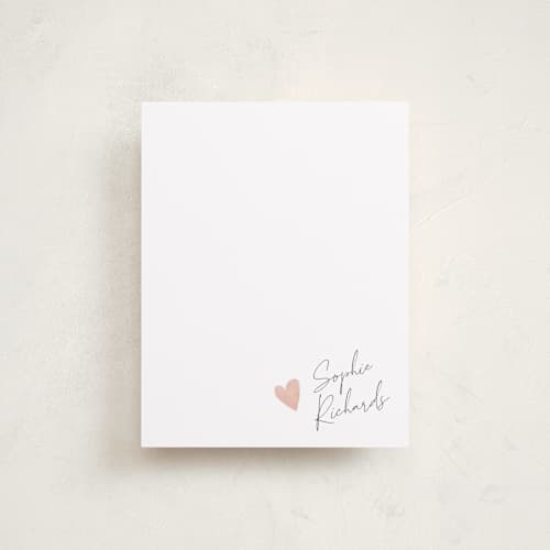 This is a blush personalized stationery thank you cards with standard by Adelyn T. called signed heart printing on signature in 4.25x5.5