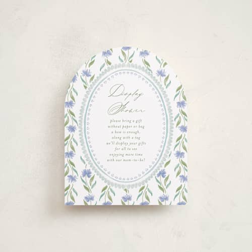 This is a cotswolds baby shower insert cards with standard by Jackie Crawford called wildflower ribbon printing on signature in standard
