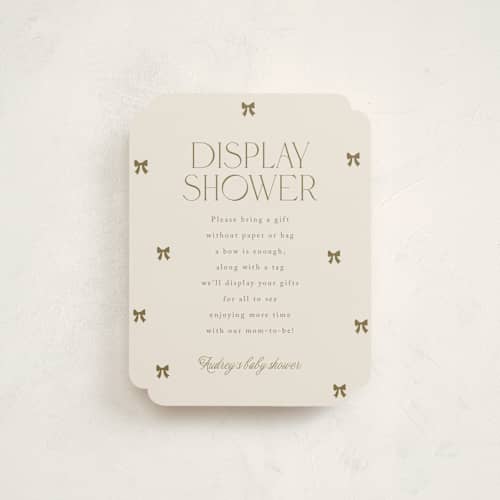 This is a vanilla baby shower insert cards with standard by Vera Lim called mini bows printing on signature in standard