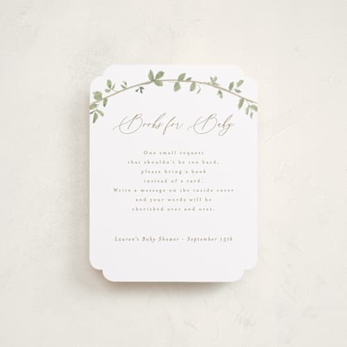 This is a ivy baby shower insert cards with standard by Everett Paper Goods called canopy printing on signature in standard