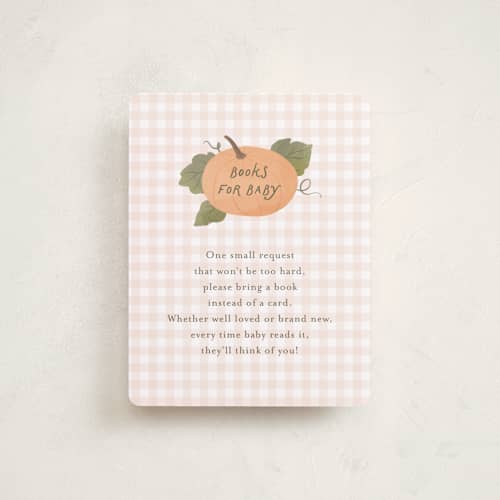 This is a pumpkin baby shower insert cards with standard by Paper Raven Co. called pumpkin patch printing on signature in standard