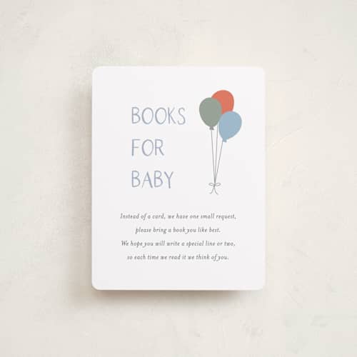 This is a berry baby shower insert cards with standard by Angela Thompson called bonjour balloons printing on signature in standard