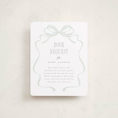 This is a mint baby shower insert cards with standard by Everett Paper Goods called storybook geese printing on signature in standard