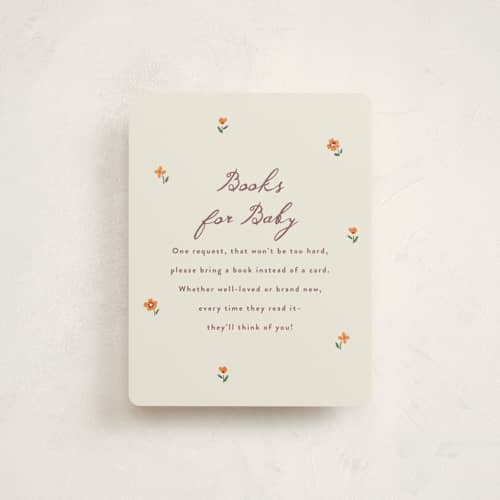 This is a butter baby shower insert cards with standard by Angela Garrick called ba ba baby shower printing on signature in standard