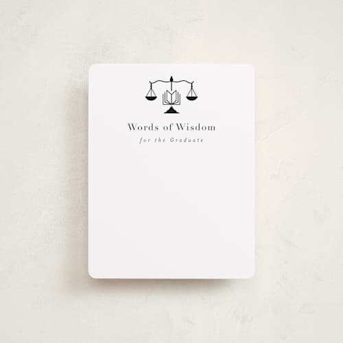 This is a ink graduation insert cards with standard by Hudson meet Rose called scales of justice printing on signature in standard