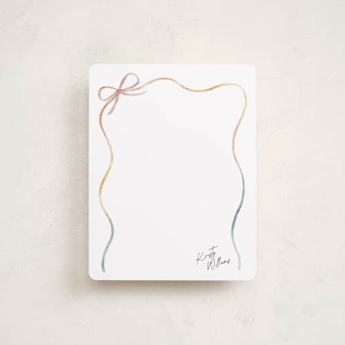 This is a candy kids thank you cards notes with standard by Olivia Williams called painted bow printing on signature in standard