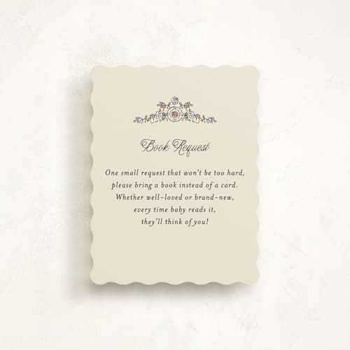 This is a ivory baby shower insert cards with standard by Becky Nimoy called garden brick gate printing on signature in standard