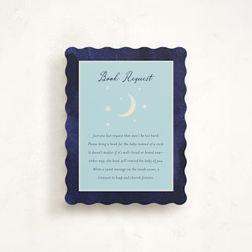 This is a midnight baby shower insert cards with standard by Ilene Guy called midnight stars printing on signature in standard