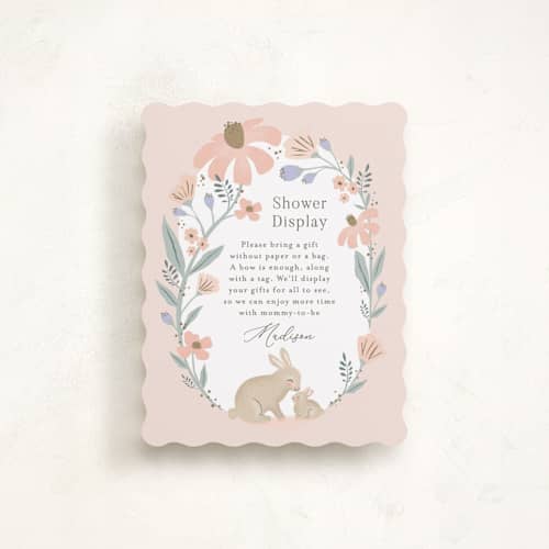 This is a petal baby shower insert cards with standard by Karidy Walker called garden bunnies printing on signature in standard