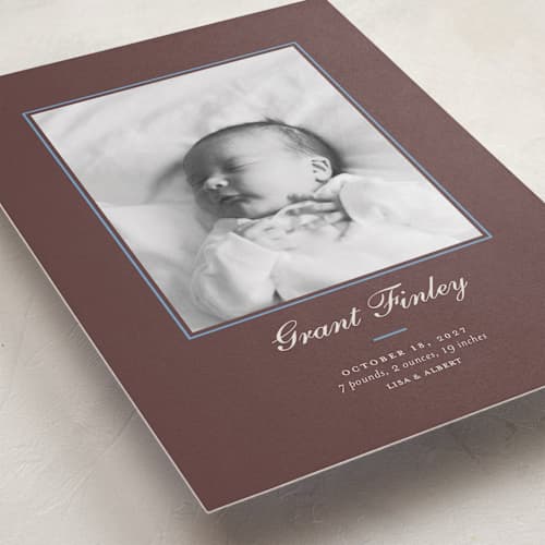 This is a teddy bear birth announcements with standard by Alston Foster called peanut printing on recycled smooth signature in standard