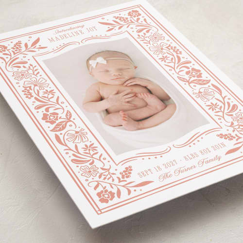 This is a sweet birth announcements with standard by Erin German called storybook printing on recycled smooth signature in standard