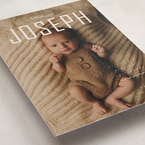 This is a cream birth announcements with standard by Vivian Yiwing called cover printing on recycled smooth signature in standard