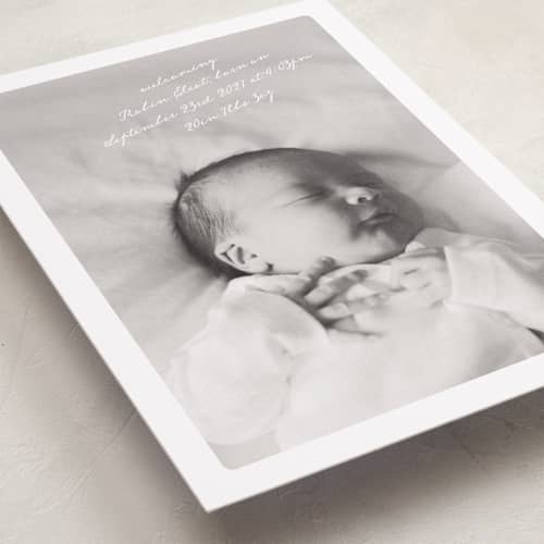 This is a january birth announcements with standard by Claudia Orengo called love voucher printing on recycled smooth signature in standard