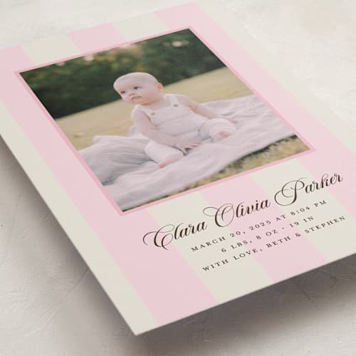 This is a fragola birth announcements with standard by Megan Davis called gelato printing on recycled smooth signature in standard