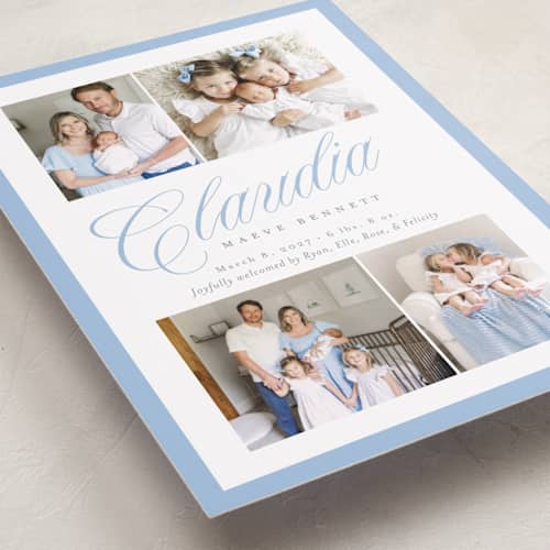 This is a powder birth announcements with standard by Cindy Reynolds called bundle of sweetness printing on recycled smooth signature in standard