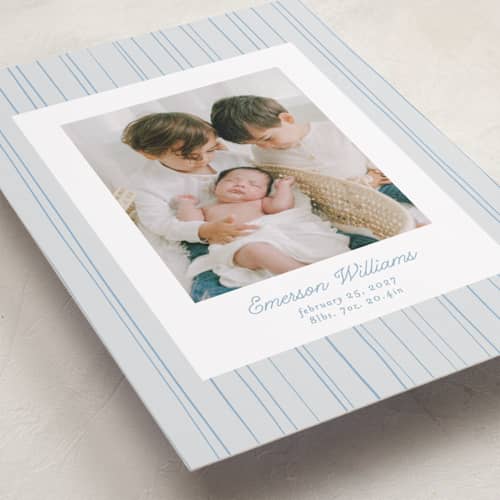 This is a sky birth announcements with standard by Tamara Hilje called rayitas printing on recycled smooth signature in standard