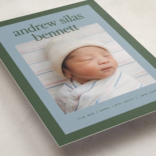 This is a fern birth announcements with standard by Kelly Watkins called classic color printing on recycled smooth signature in standard