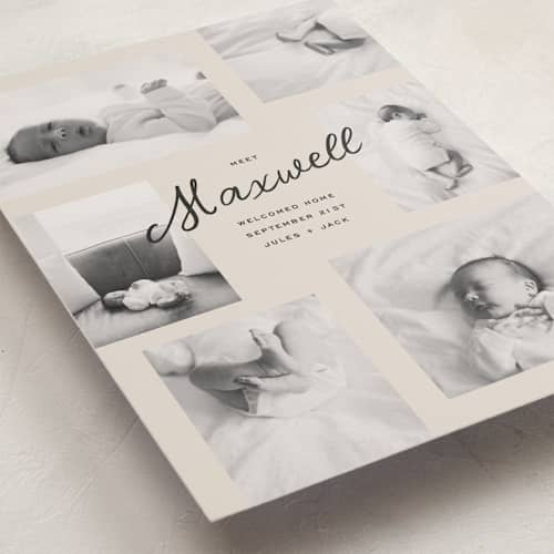 This is a ink birth announcements with standard by Kamala Nahas called pick six printing on recycled smooth signature in standard