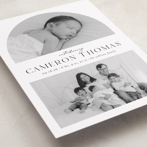 This is a sugar birth announcements with standard by Ashley Iwafuchi called simply introducing printing on recycled smooth signature in standard